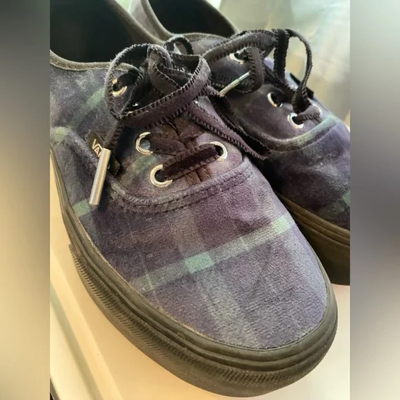 Vans Blue Plaid Platform Sneakers W6 - Picture 6 of 6